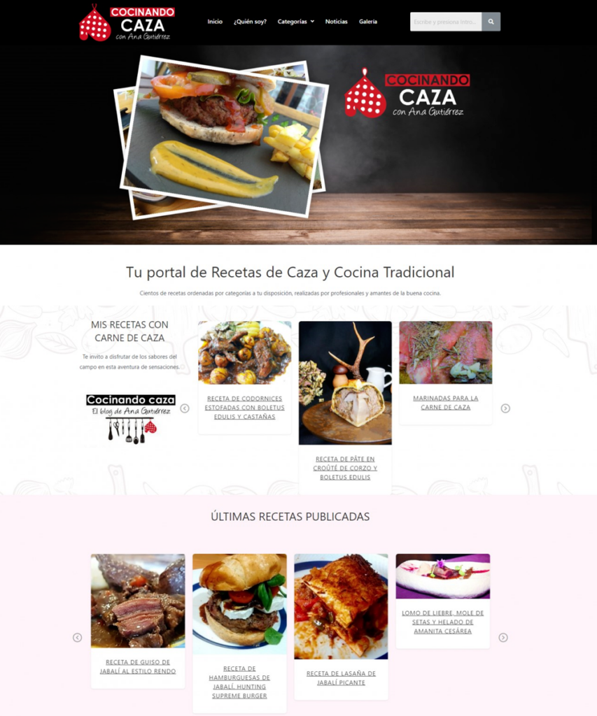Diseño de página web de recetas de caza en Ourense