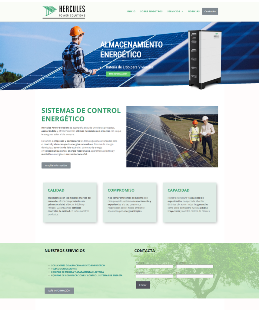 Diseño de página web para Hércules Power Solutions en A Coruña