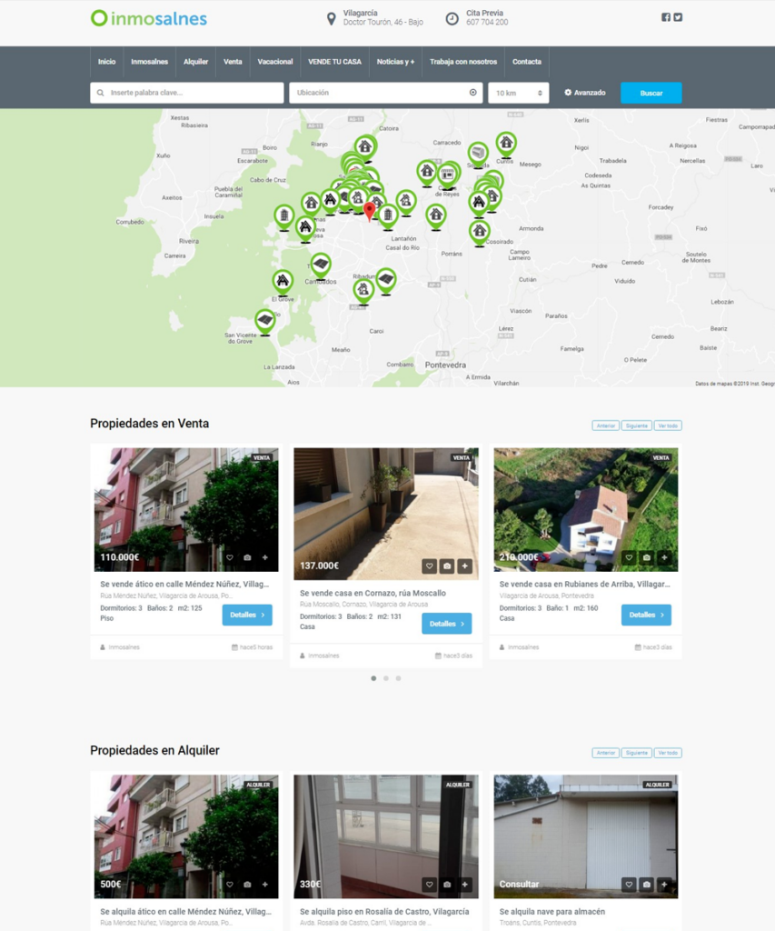 Diseño de página web para inmobiliaria en Vilagarcía de Arousa