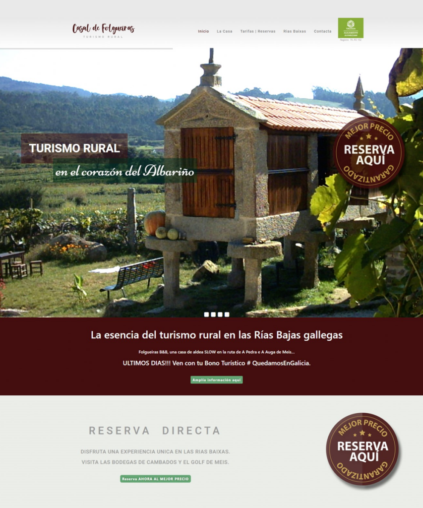 Diseño de página web para turismo rural en Pontevedra