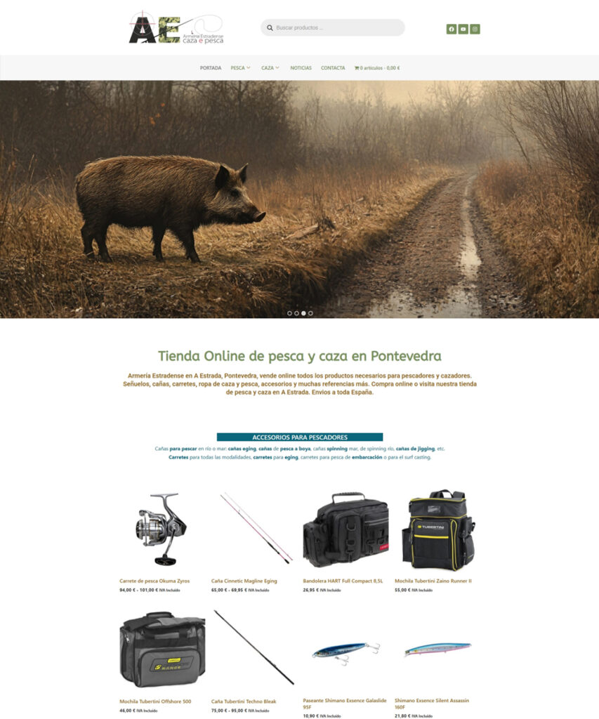 Diseño de tienda online para armería en Pontevedra